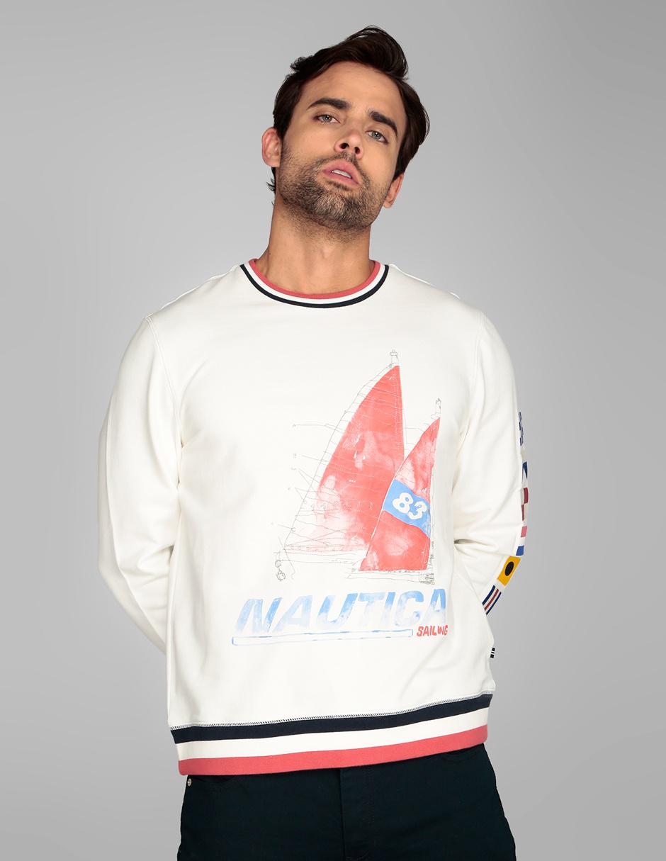 Sudadera Nautica cuello redondo blanca en Liverpool