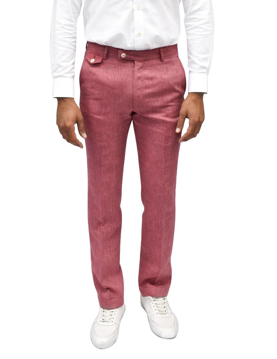 Pantalón casual Cremieux corte slim lino rojo jaspeado en Liverpool