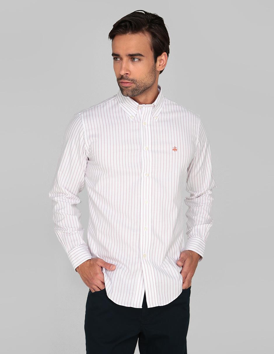 Camisa casual Brothers corte regular fit blanca a rayas | Liverpool.com.mx