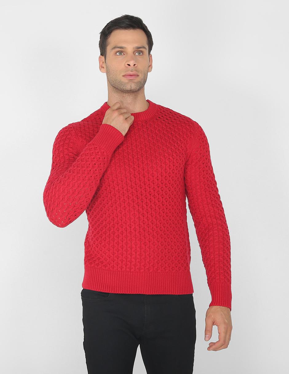 Suéter Calvin Klein cuello redondo rojo tejido