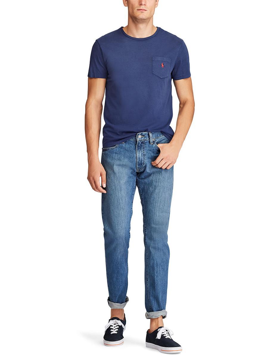 Jeans straight lavado obscuro para hombre 4
