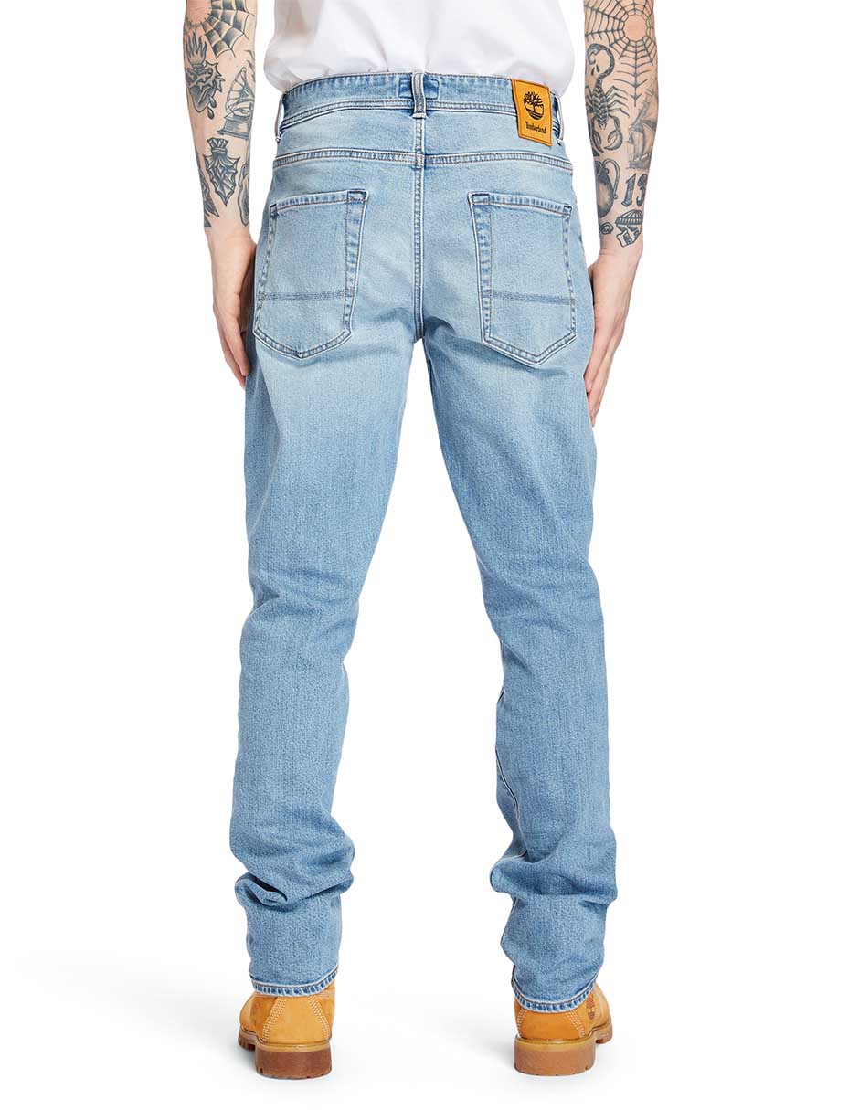 Jeans straight lavado claro para hombre 4