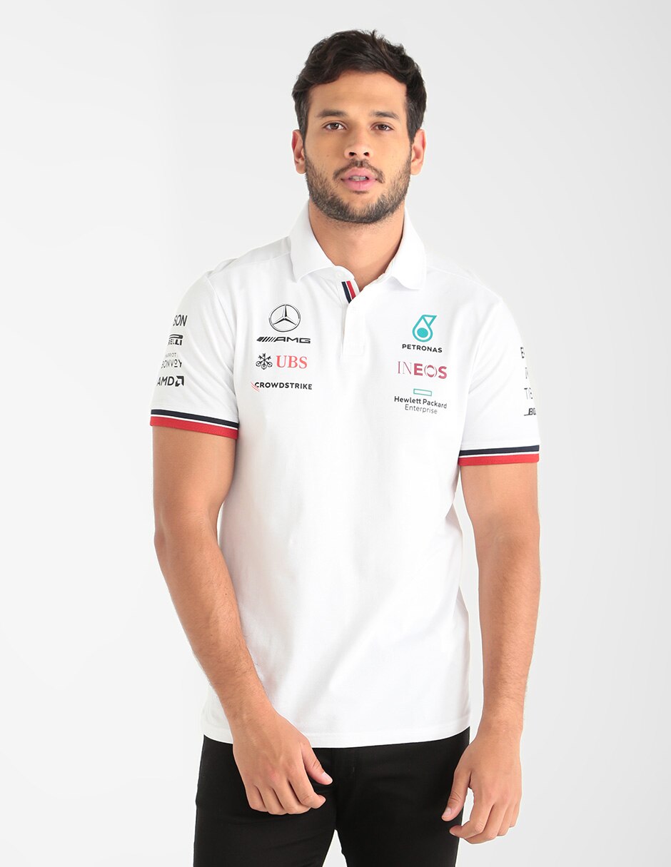 Playera tipo polo Mercedes Benz estampada en Liverpool