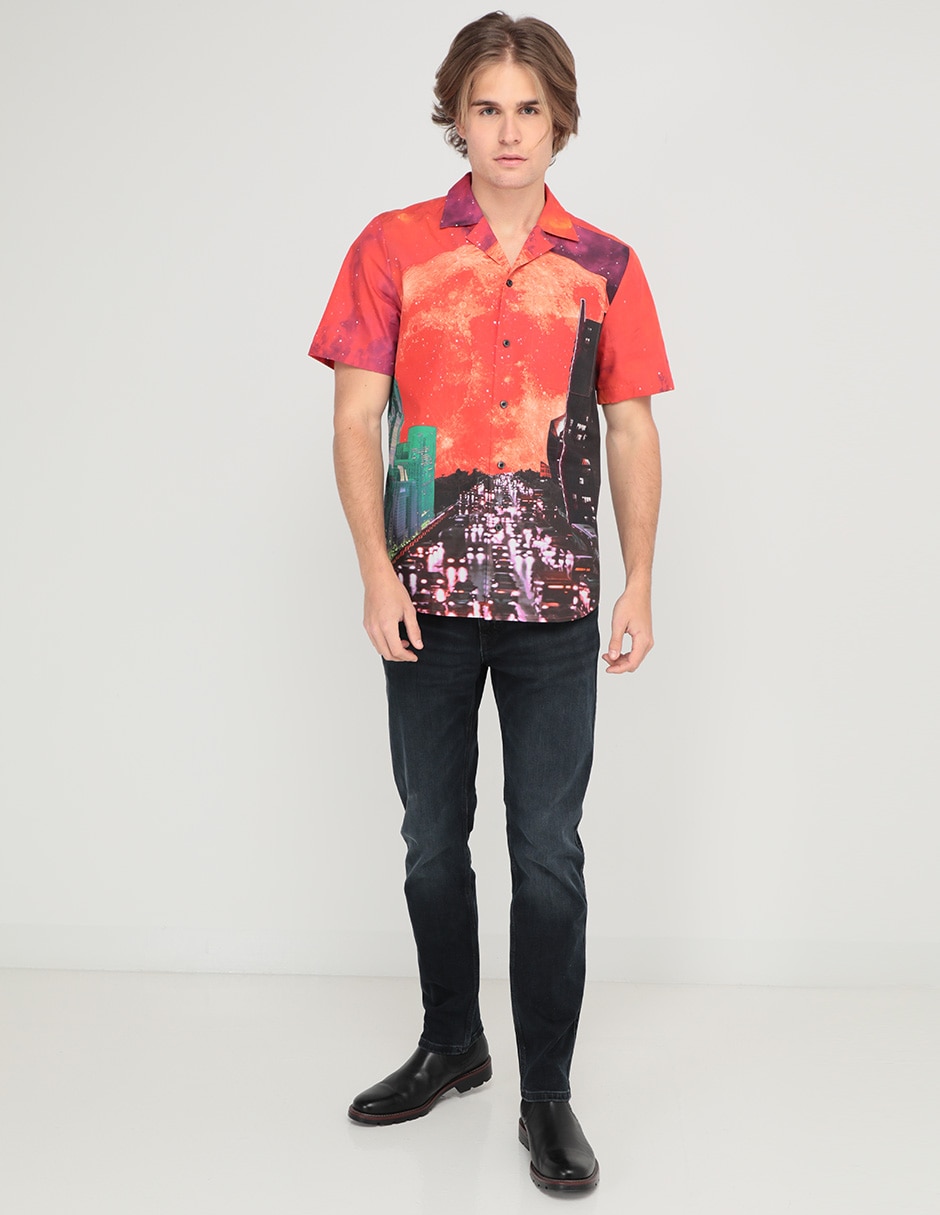 Jeans slim deslavado para hombre