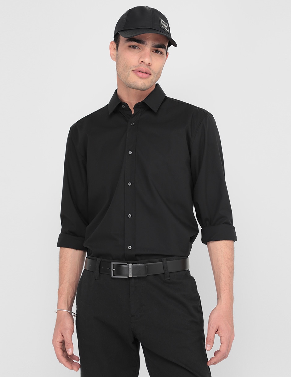 Camisa casual de algodón manga larga para hombre
