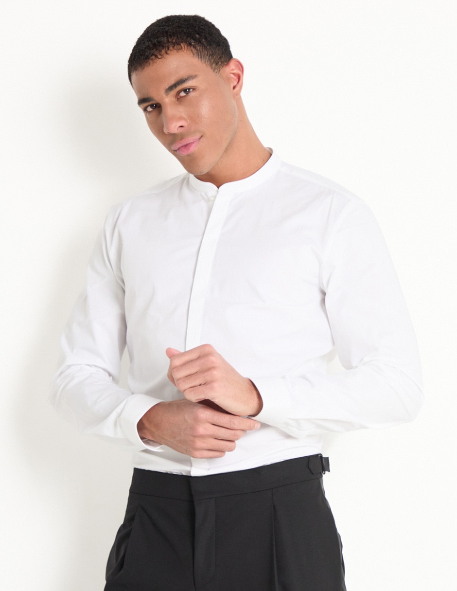 Camisa de vestir de algodón manga larga para hombre