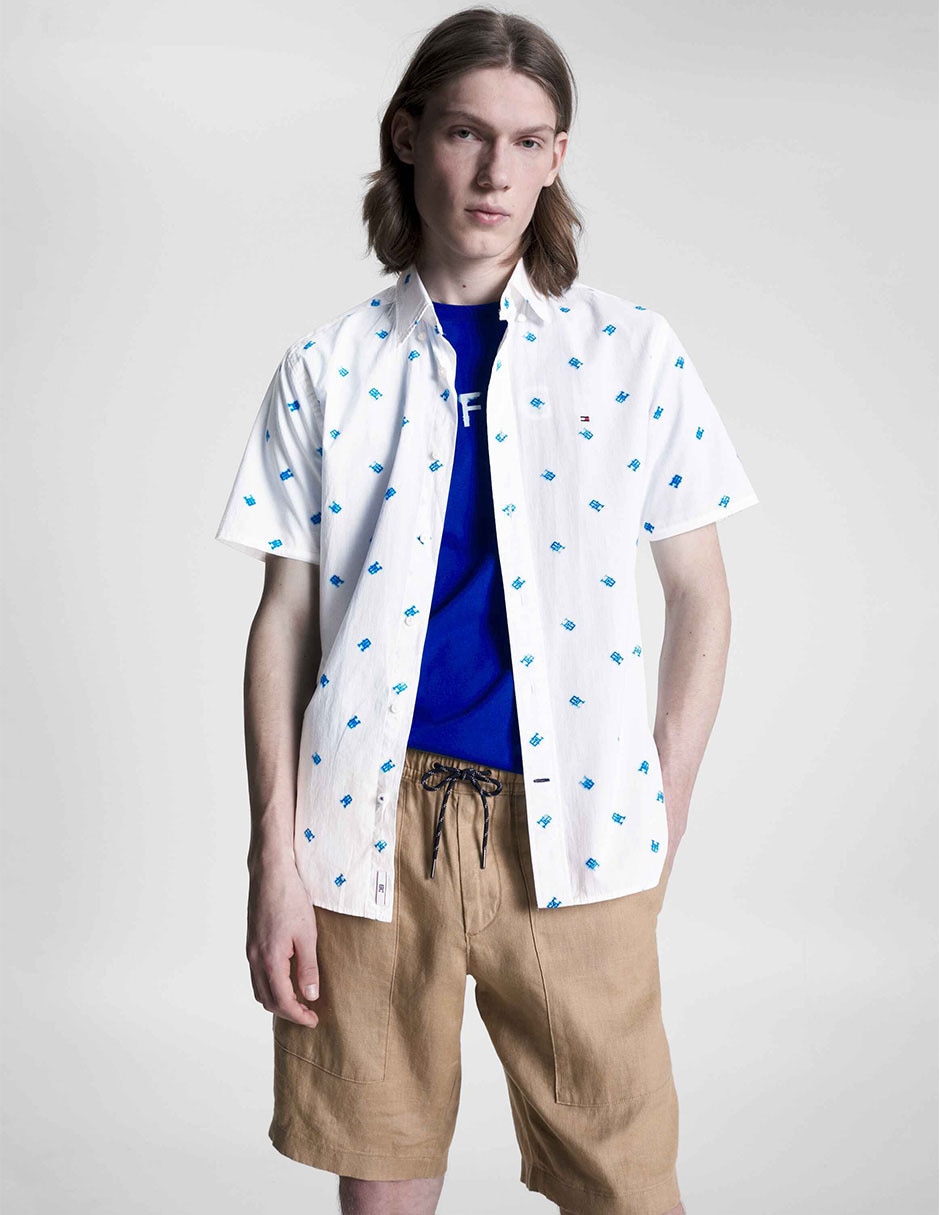 Camisa casual de algodón manga corta para hombre 8