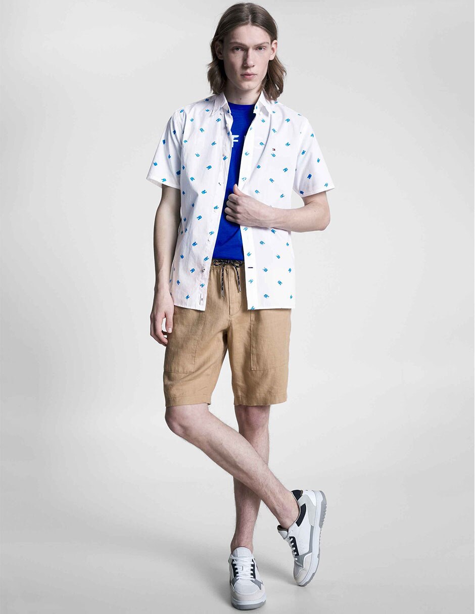 Camisa casual de algodón manga corta para hombre 9