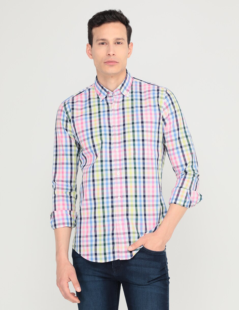 Camisa casual de algodón manga larga para hombre 1