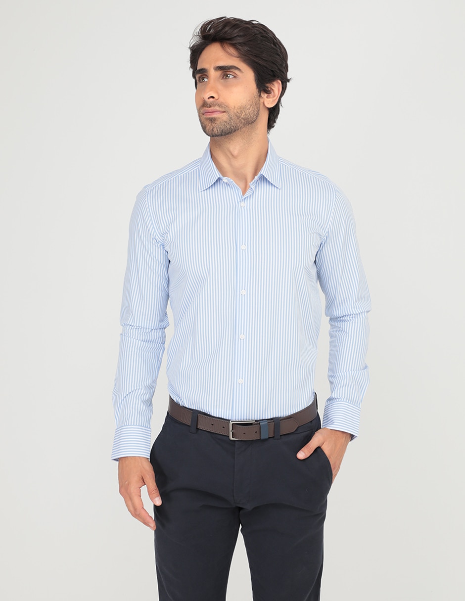 Camisa de vestir de algodón manga larga para hombre 1