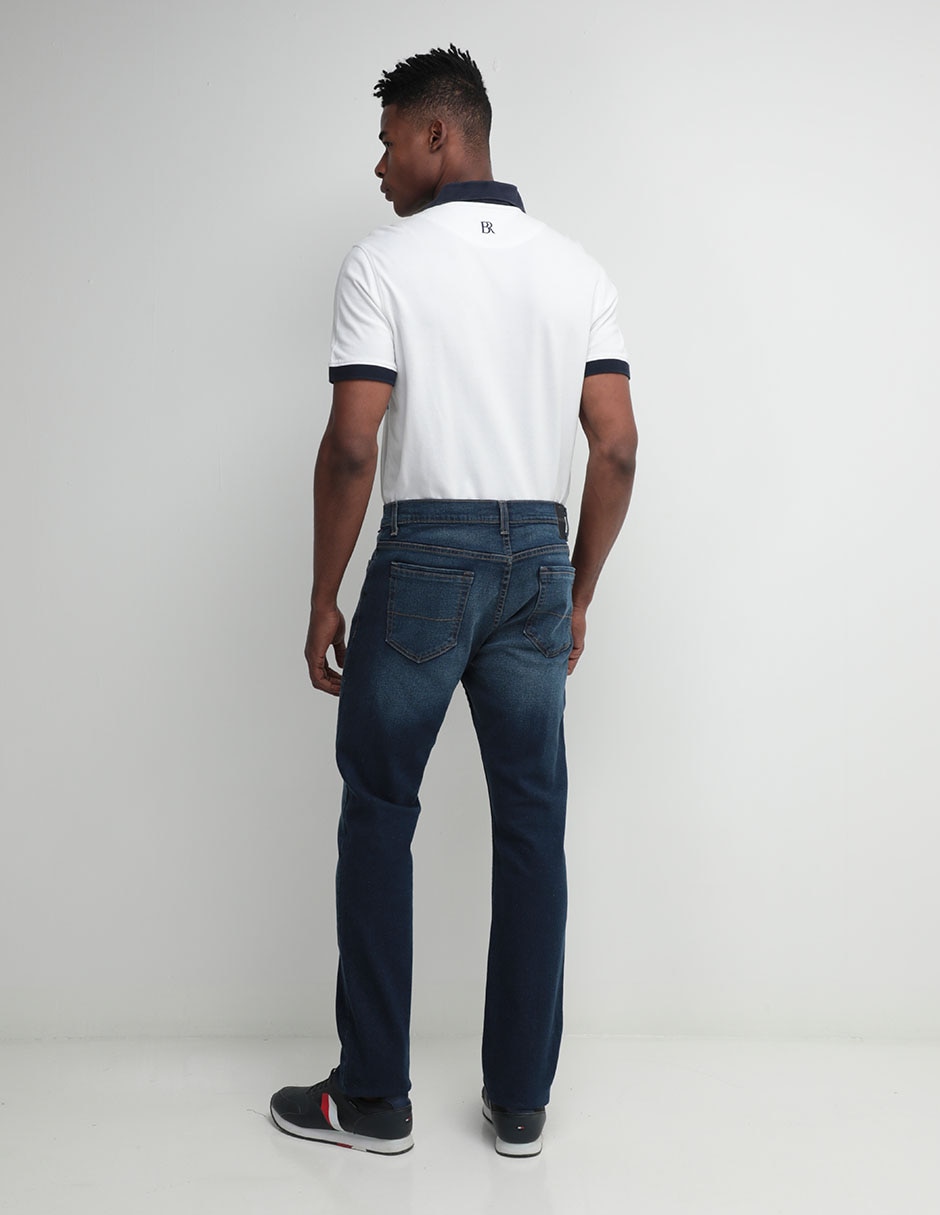 Jeans straight deslavado para hombre 2