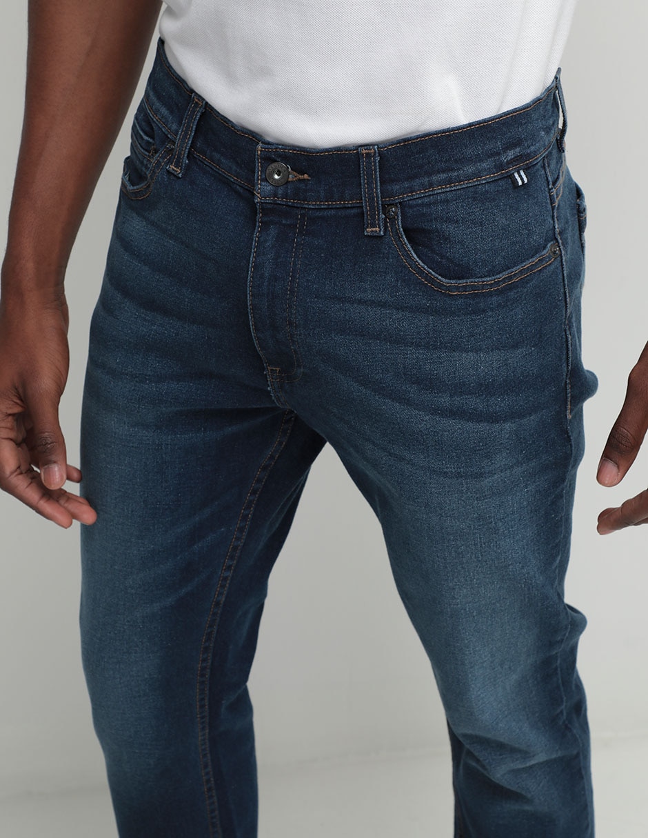 Jeans straight deslavado para hombre 4