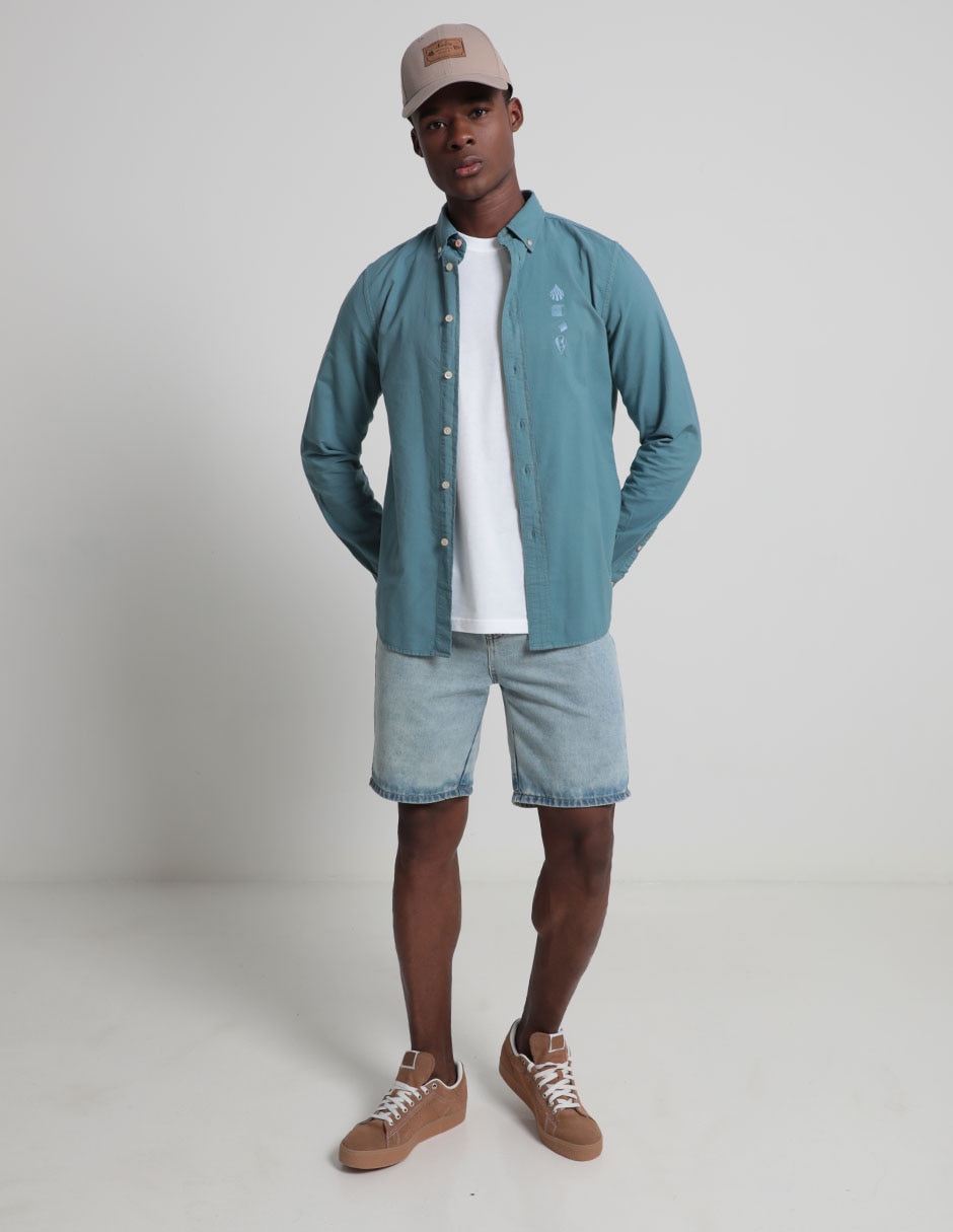 Camisa casual de algodón manga larga para hombre 3