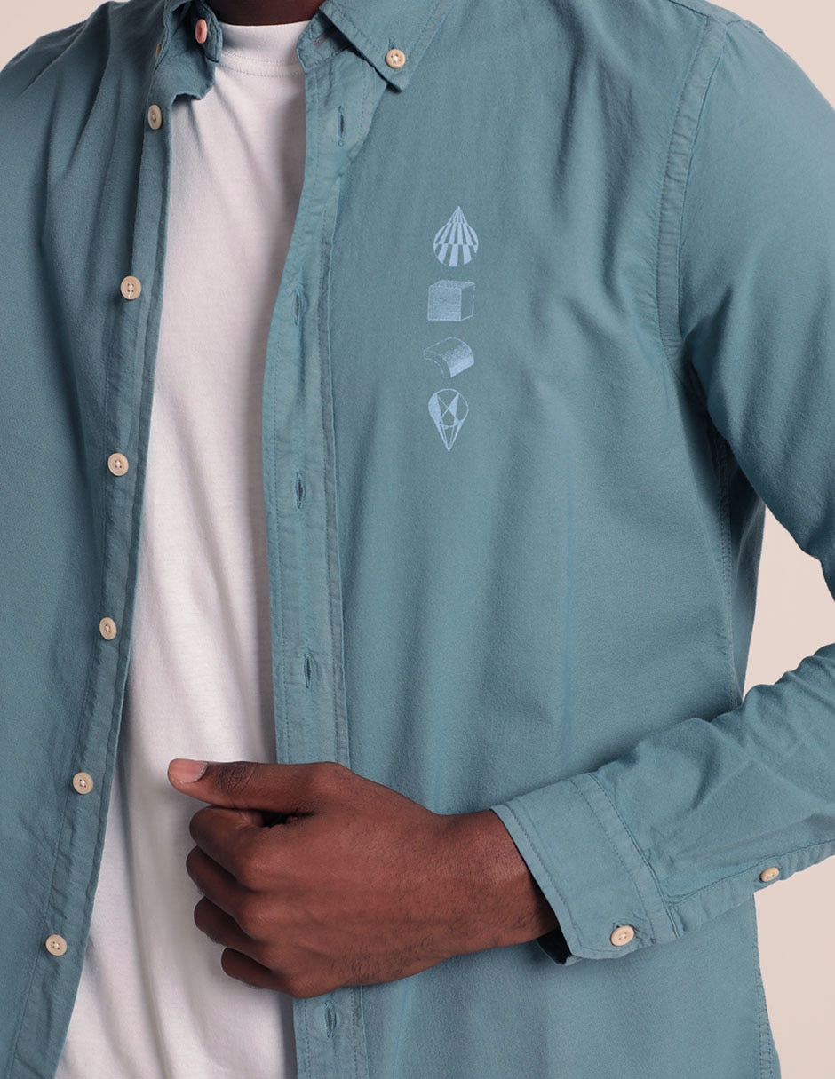 Camisa casual de algodón manga larga para hombre 4