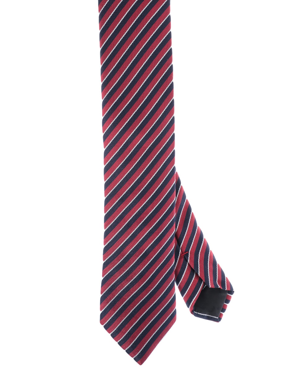 Corbata slim de seda estampado a rayas para hombre 1