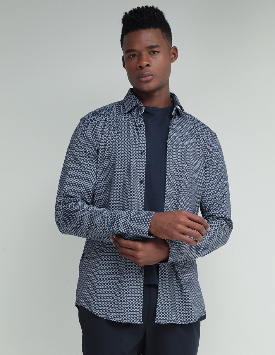 Camisa casual de algodón manga larga para hombre 1