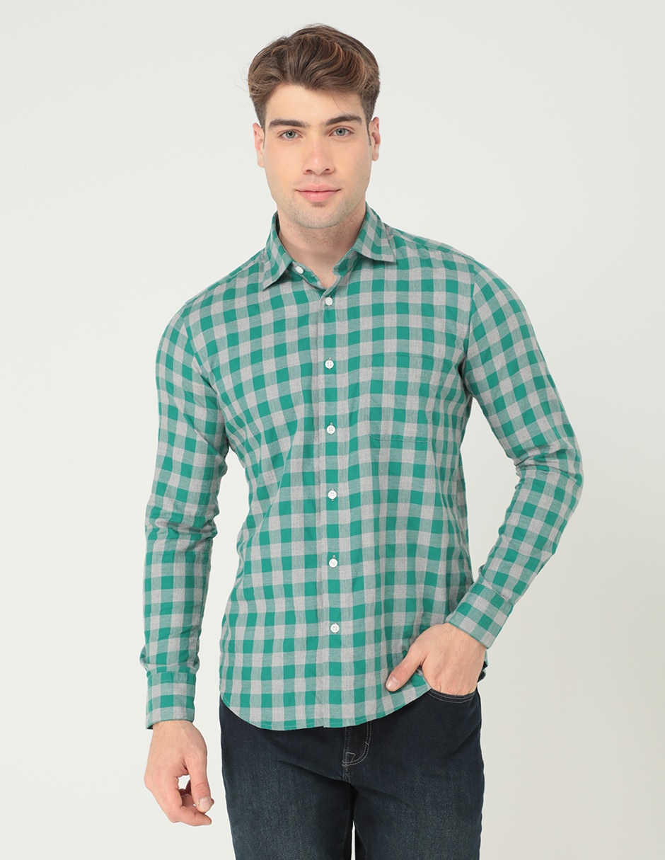 Camisa casual de algodón manga larga para hombre 1