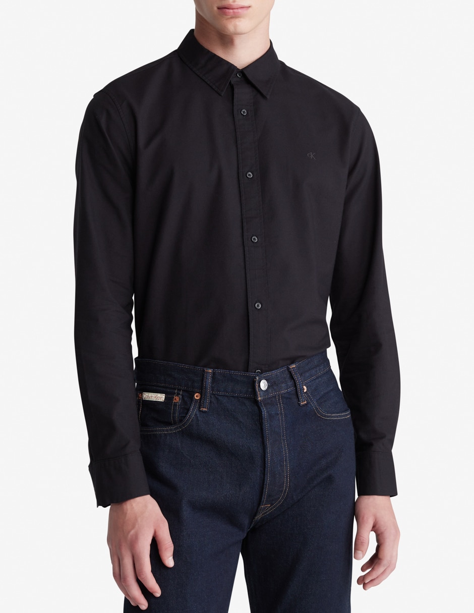 Camisa casual de algodón manga larga para hombre 1