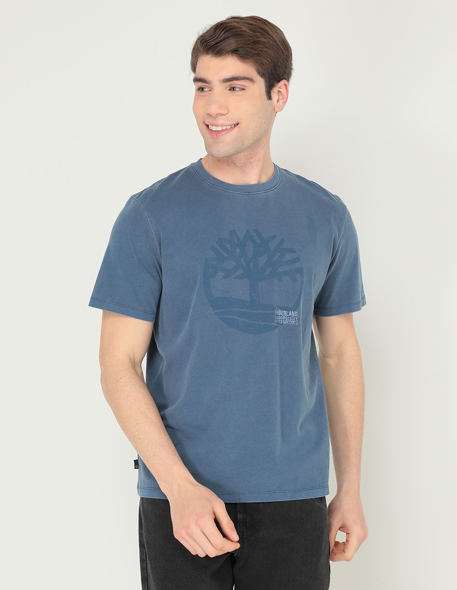 Playera garment dye cuello redondo para hombre 1