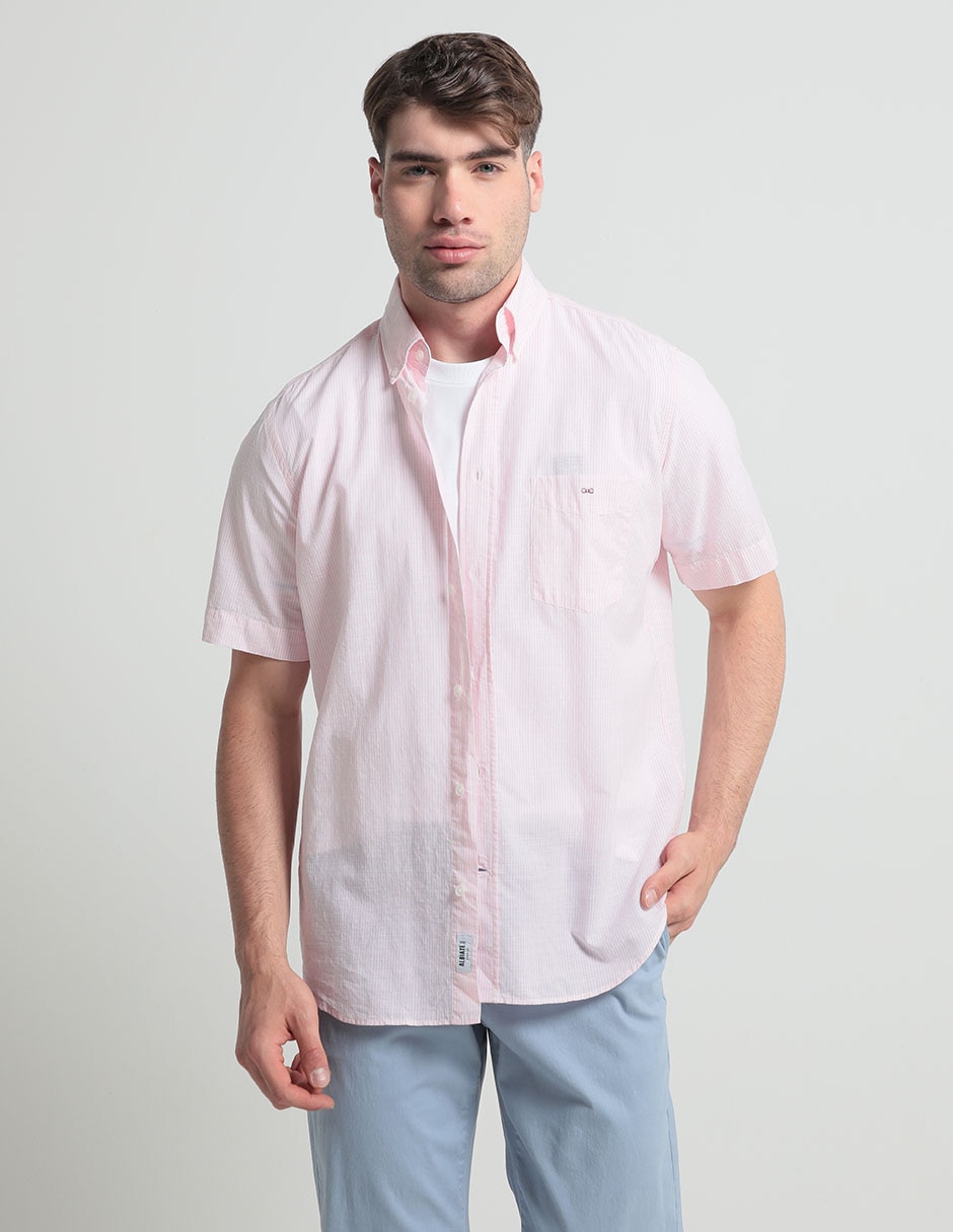 Camisa casual de algodón manga corta para hombre