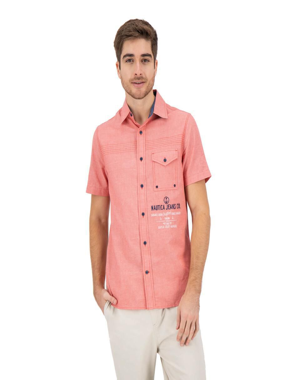 "camisa/sobrecamisa" casual nautica jeans "de" (si aplica) algodón "manga" corta "para hombre"