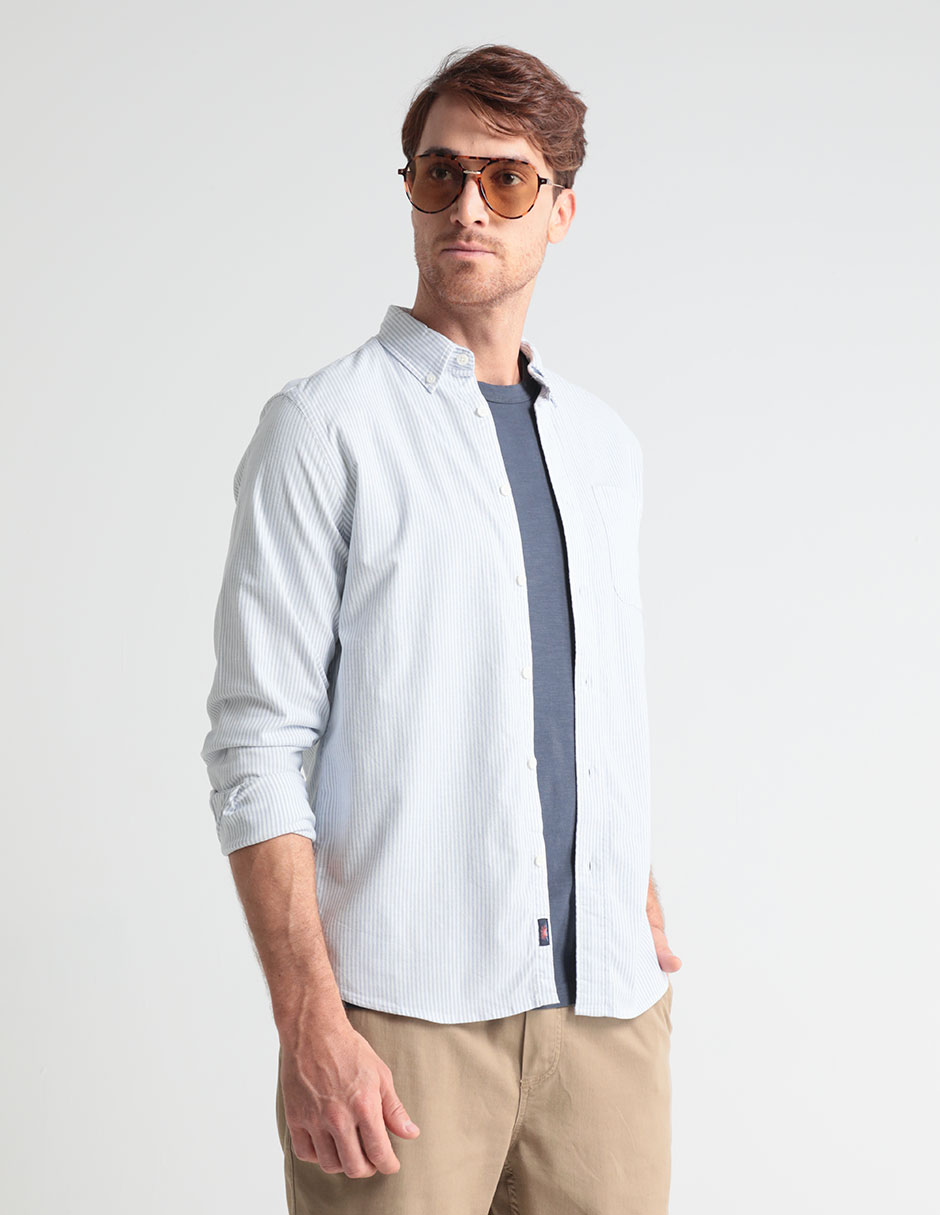 Camisa casual de algodón manga larga para hombre