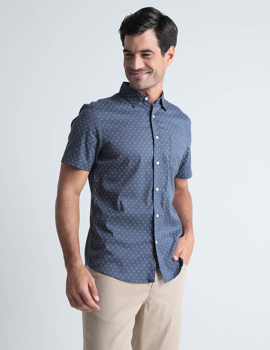 Camisa casual de algodón manga corta para hombre