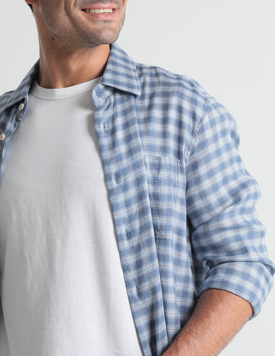 Camisa casual de algodón manga larga para hombre 4