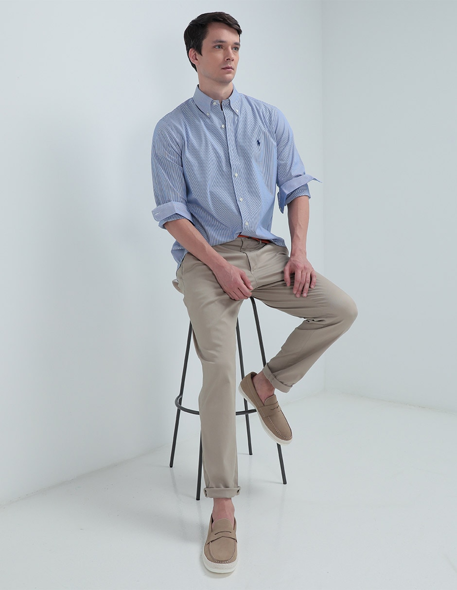 Camisa casual Polo Ralph Lauren de algodón manga larga para hombre