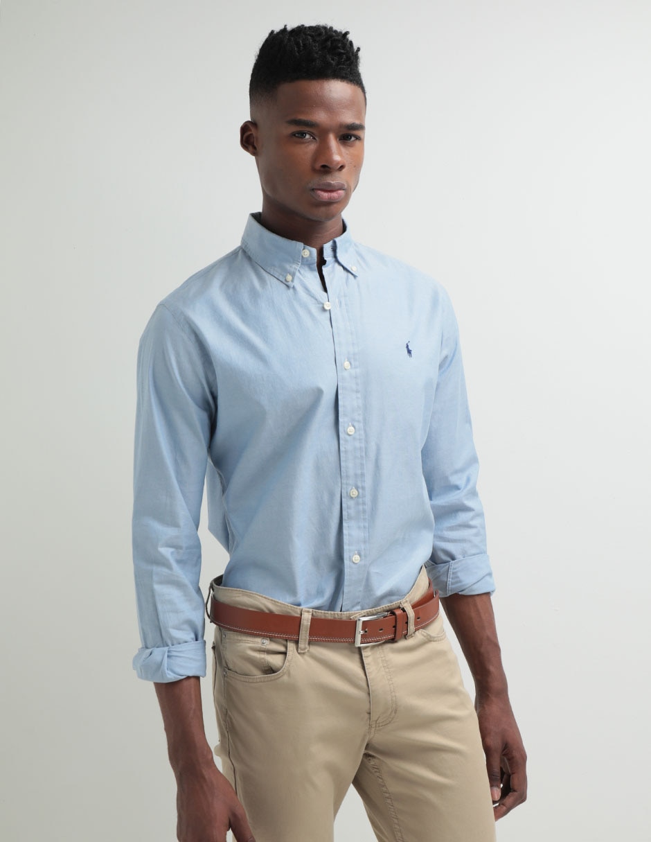Camisa casual de algodón manga larga para hombre