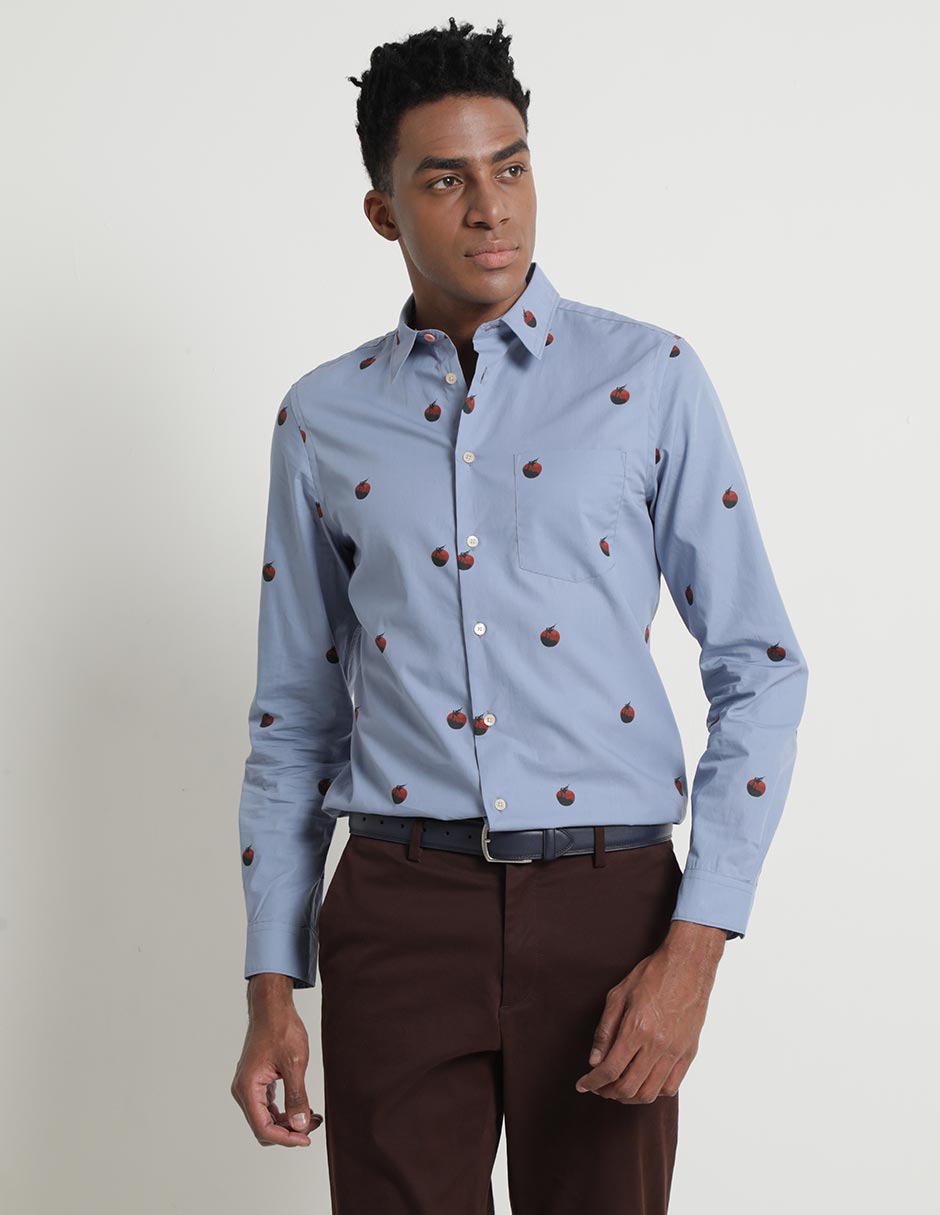 Camisa casual de algodón manga larga para hombre