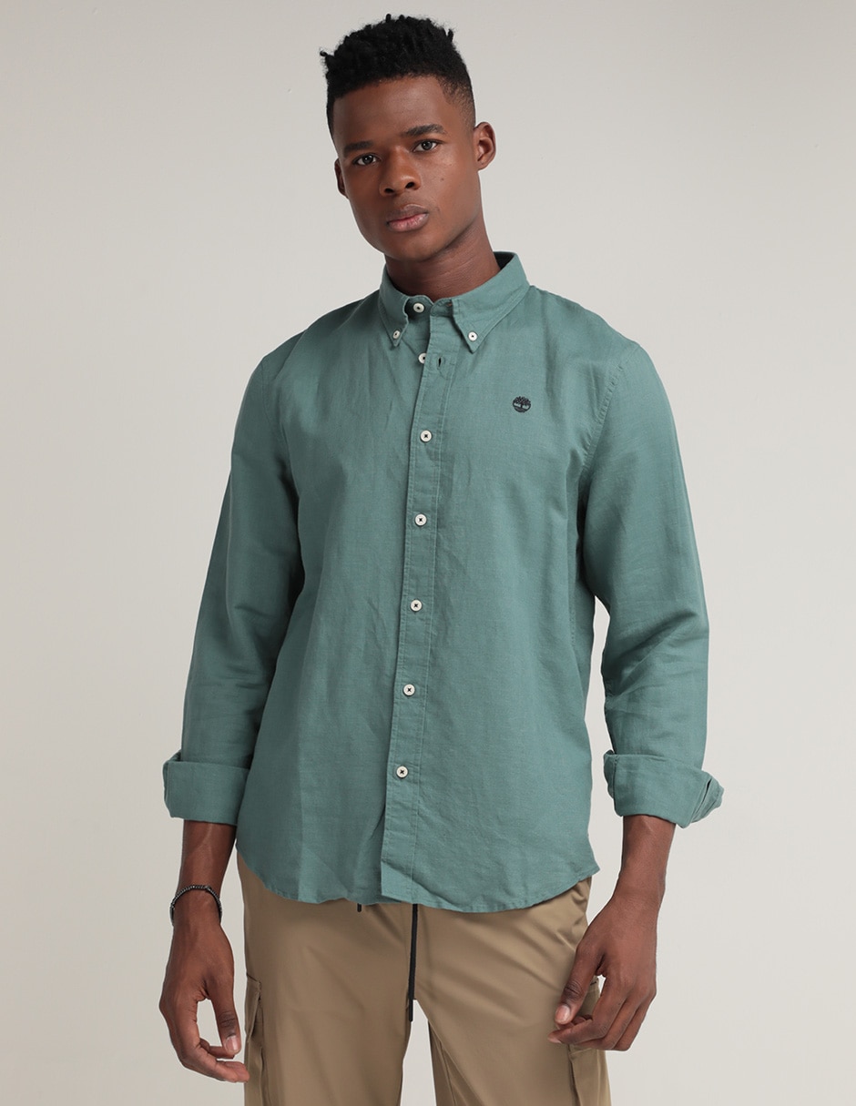 Camisa casual de algodón manga larga para hombre Camisa casual de algodón manga larga para hombre