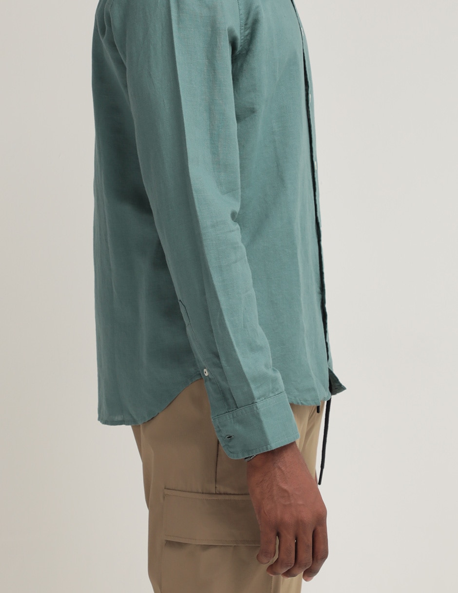 Camisa casual de algodón manga larga para hombre 5