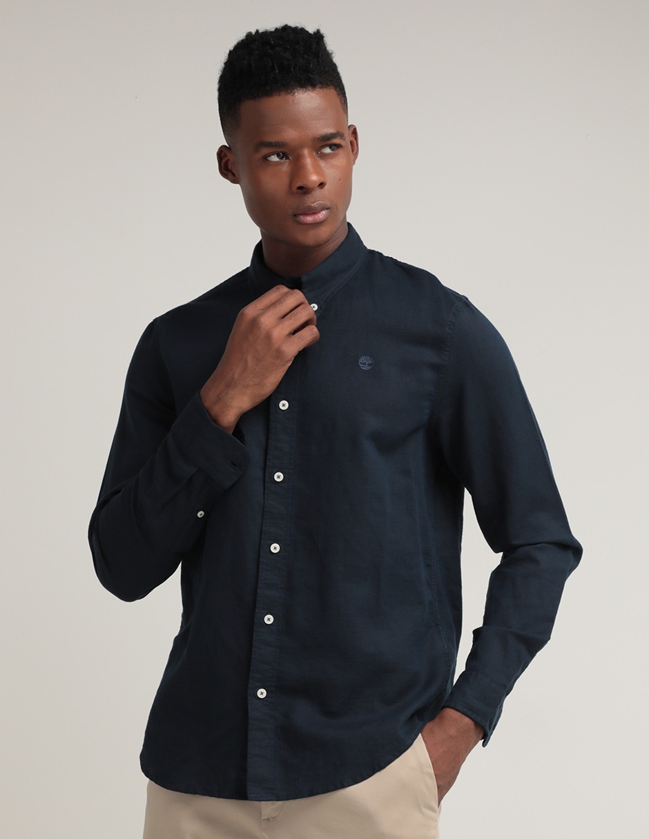 Camisa casual de algodón manga larga para hombre