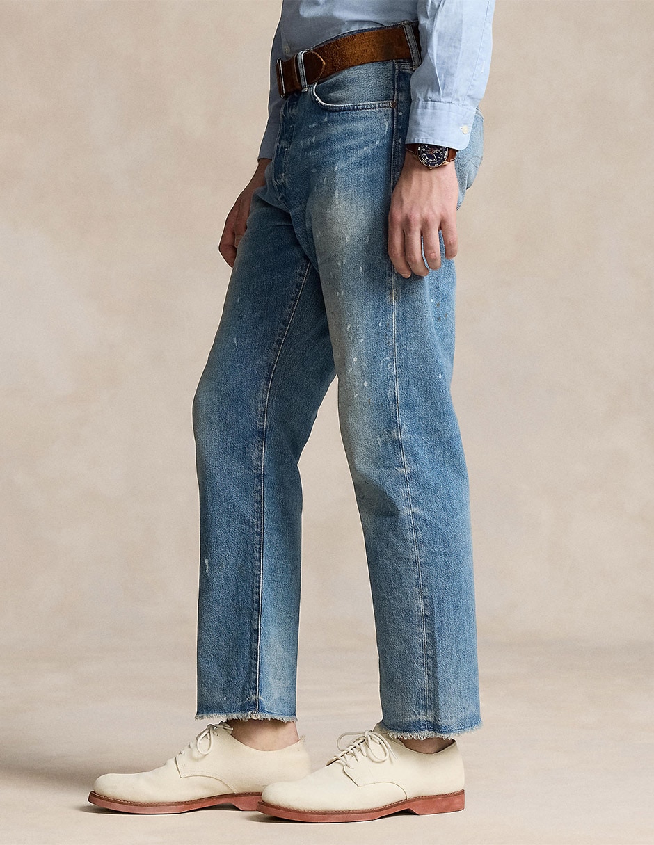 Jeans straight lavado bleach para hombre 2
