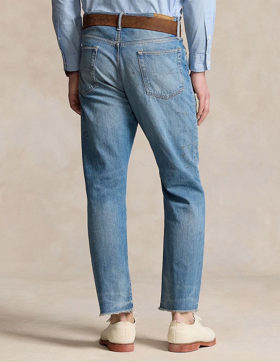 Jeans straight lavado bleach para hombre 3