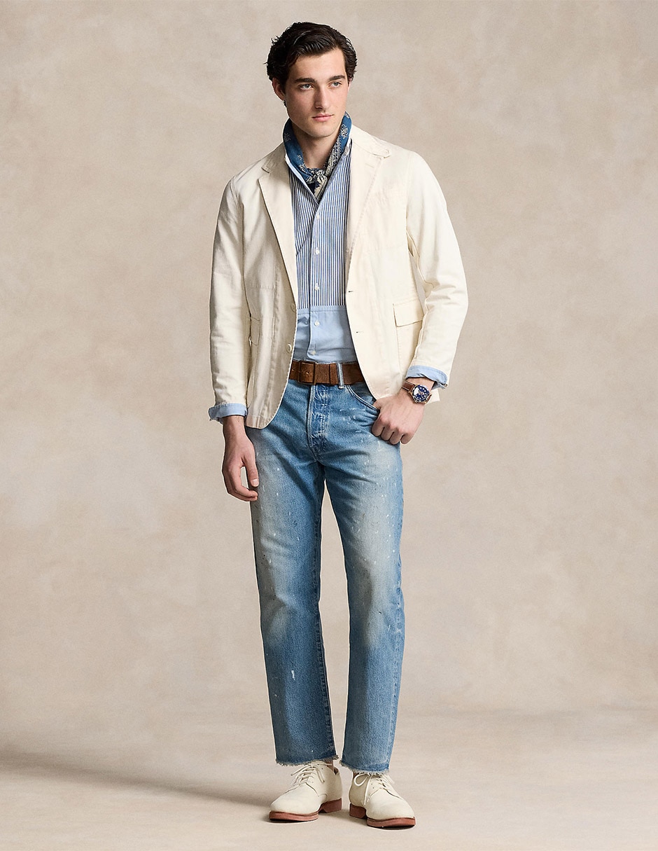 Jeans straight lavado bleach para hombre 4