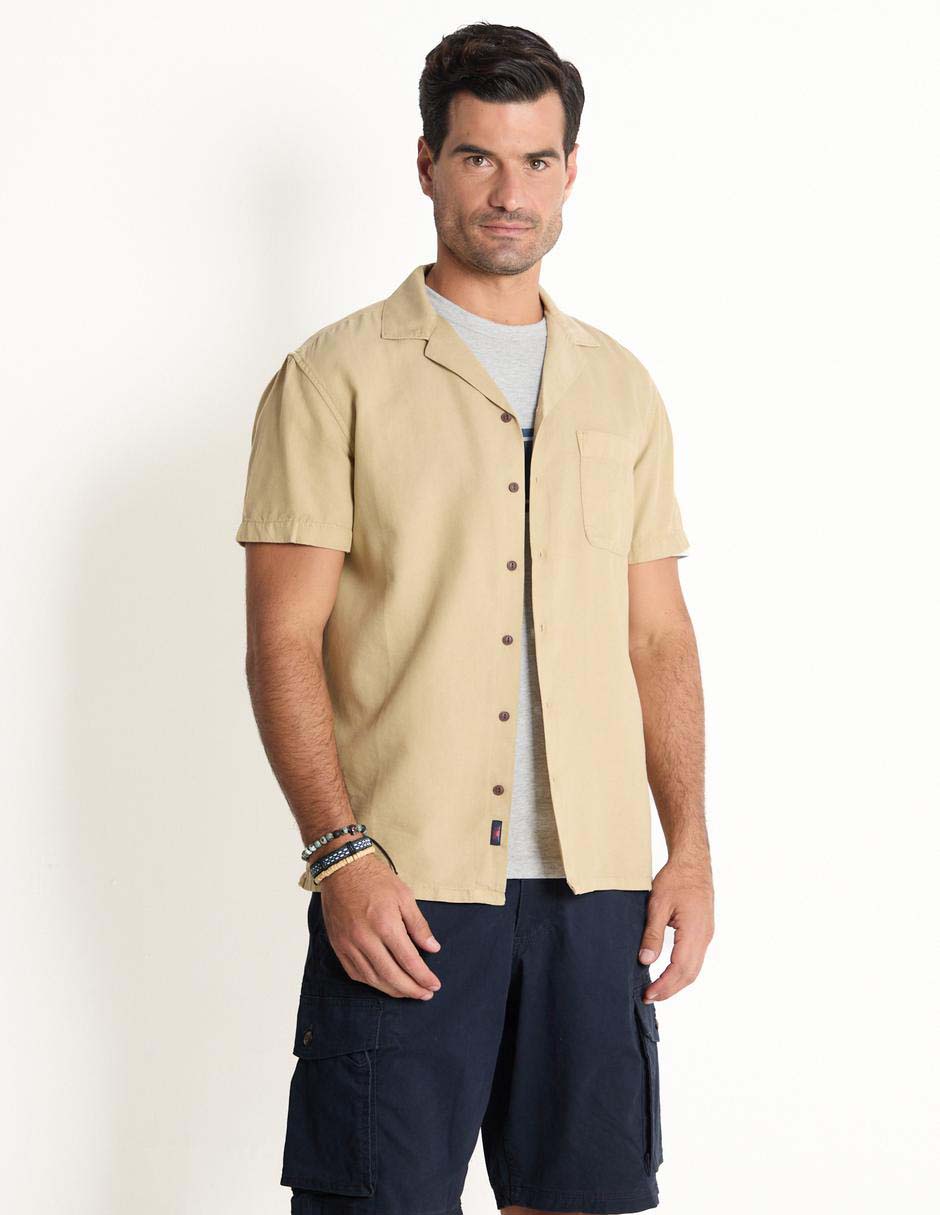 Camisa casual de algodón manga corta para hombre