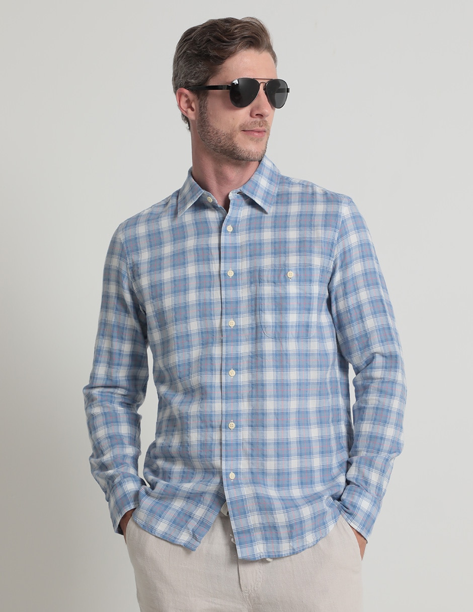 Camisa casual de algodón manga larga para hombre