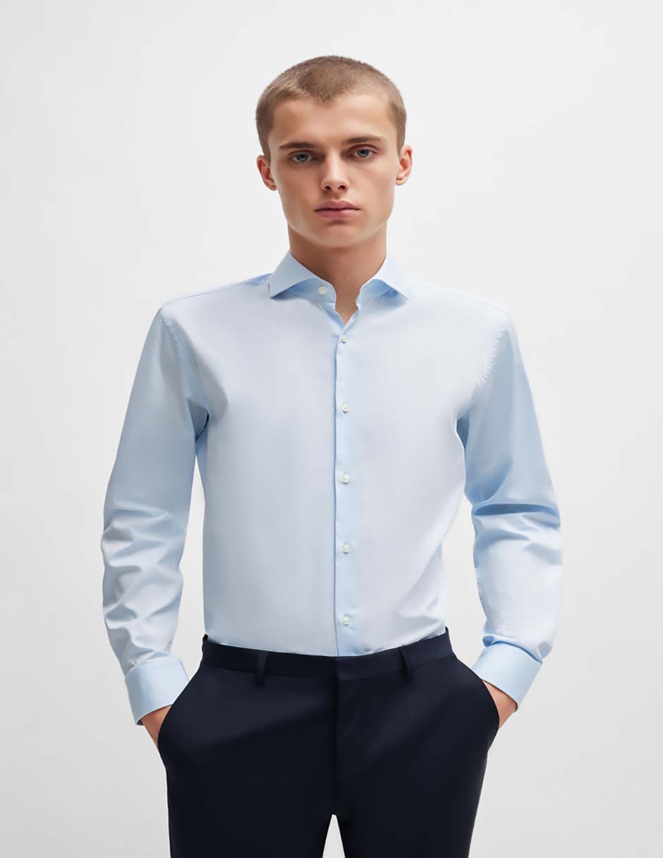 Camisa business casual de algodón manga larga para hombre Camisa business casual de algodón manga larga para hombre