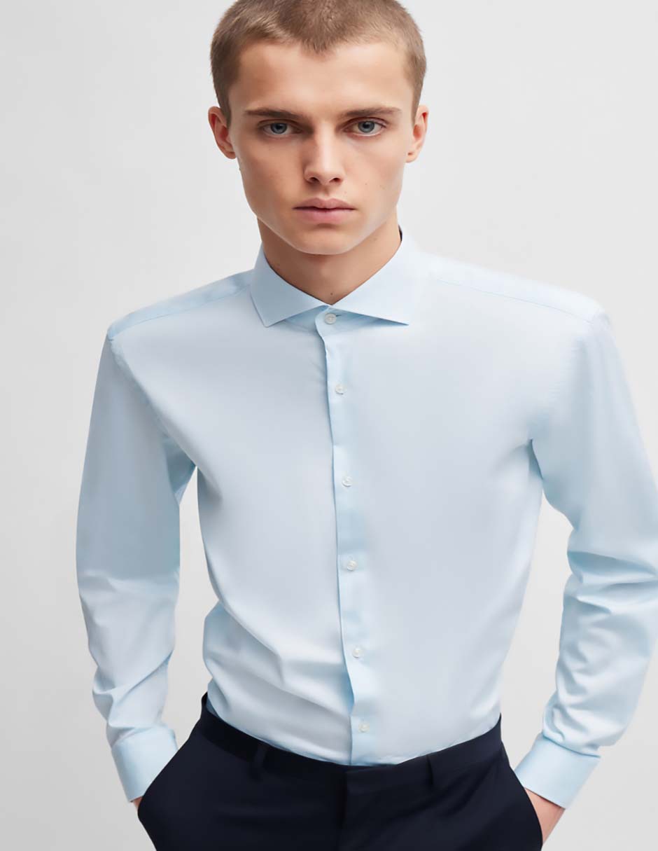 Camisa business casual de algodón manga larga para hombre 4