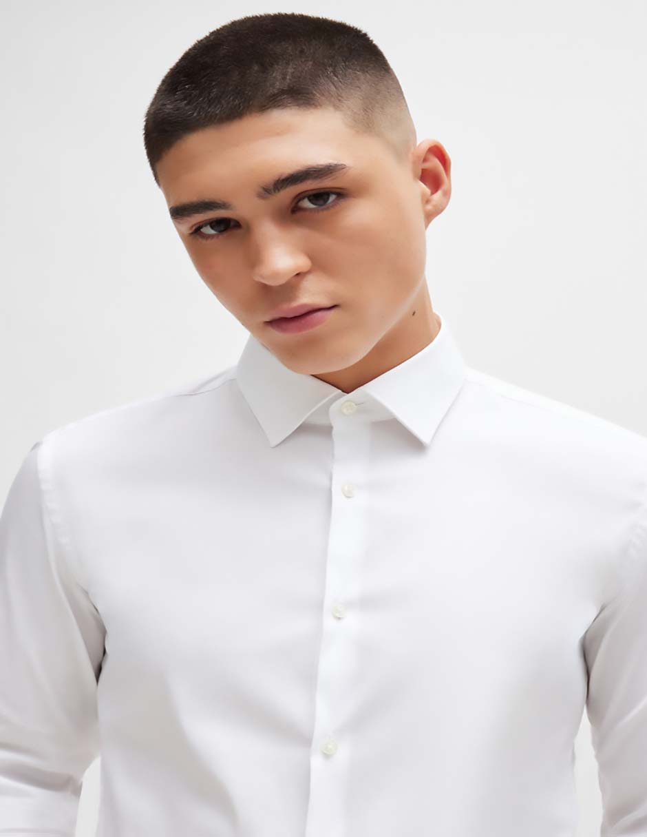 Camisa business casual de algodón manga larga para hombre 4