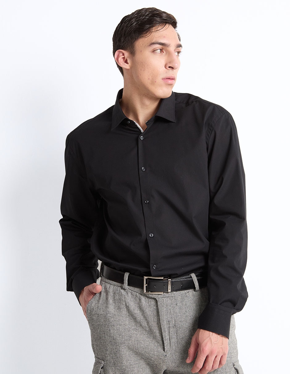 Camisa casual de algodón manga larga para hombre