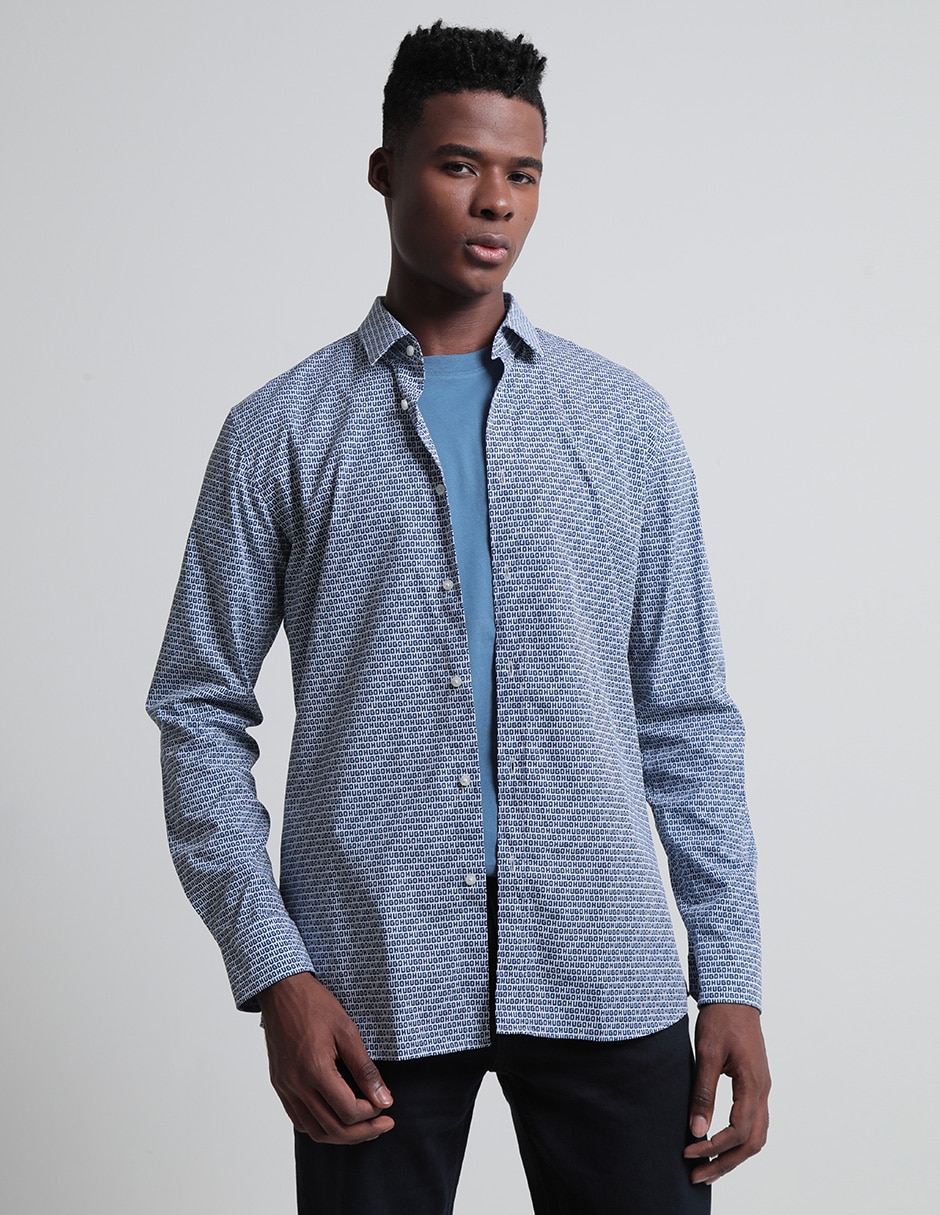 Camisa casual de algodón manga larga para hombre 1