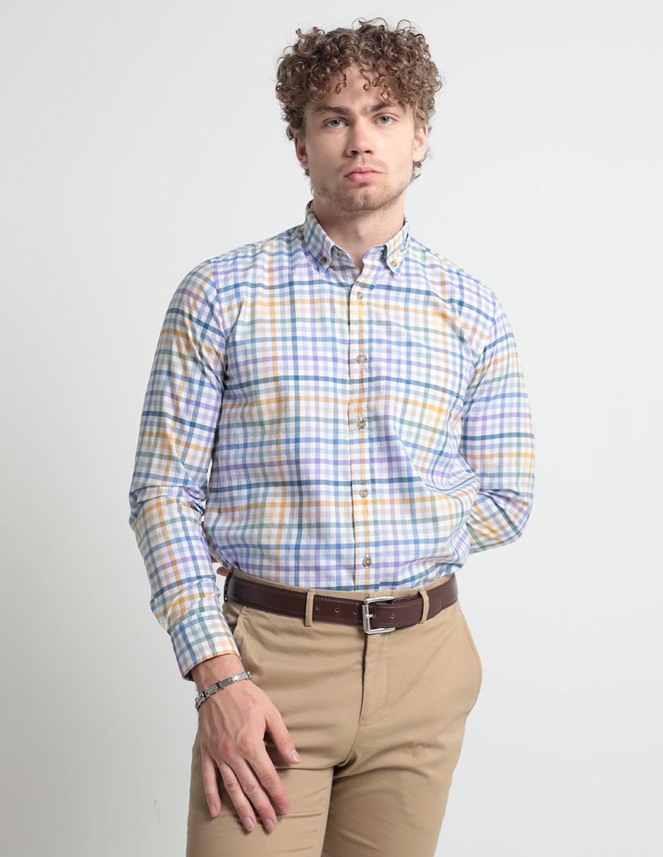 Camisa casual de algodón manga larga para hombre 1