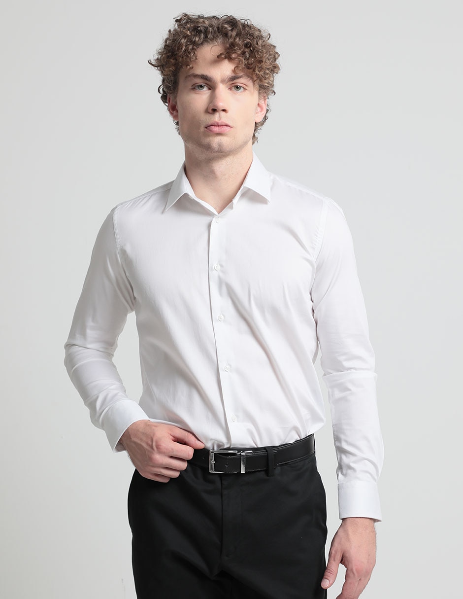 Camisa de vestir de algodón manga larga para hombre 1