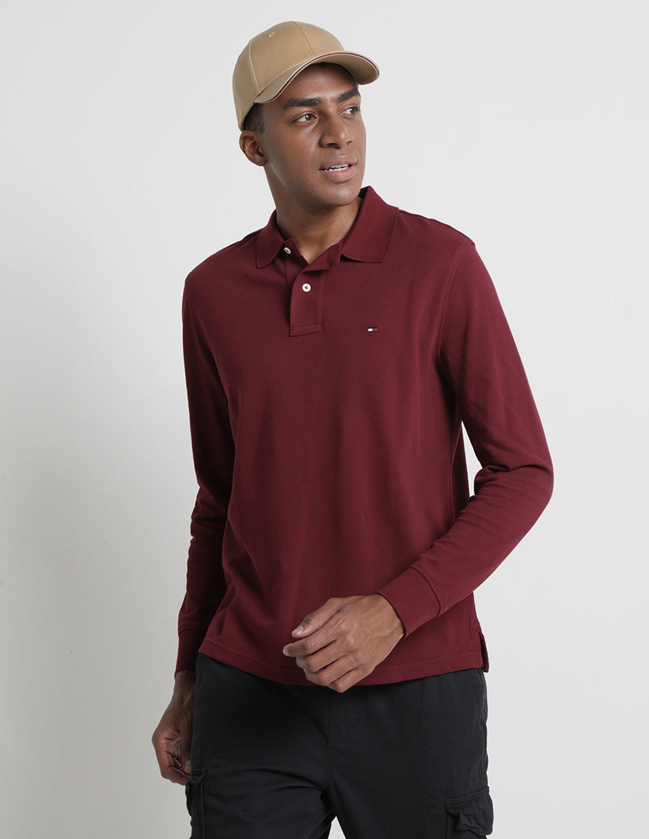 Playera Tipo Polo Vino Playera Tipo Polo Tommy Hilfiger Para
