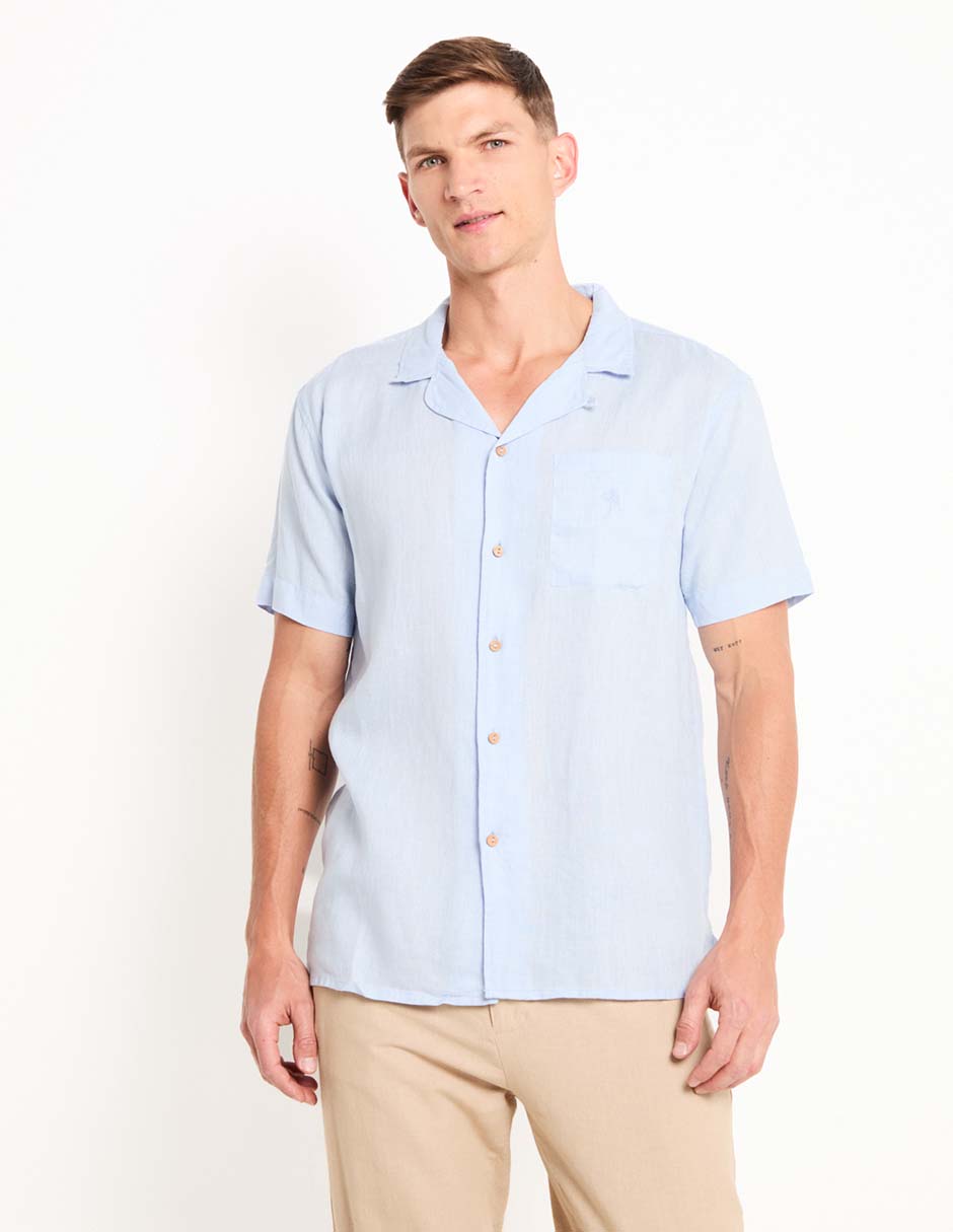 Camisa casual de algodón manga corta para hombre
