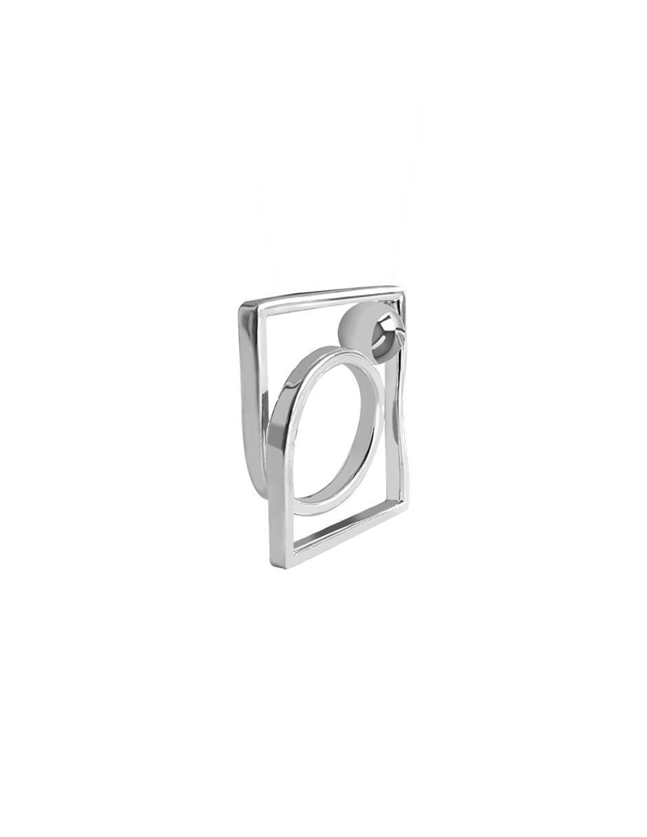 Anillo cuadrado Enrique Garcia P 925 de plata brillante 2