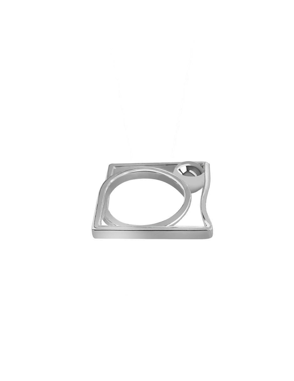 Anillo cuadrado Enrique Garcia P 925 de plata brillante 3